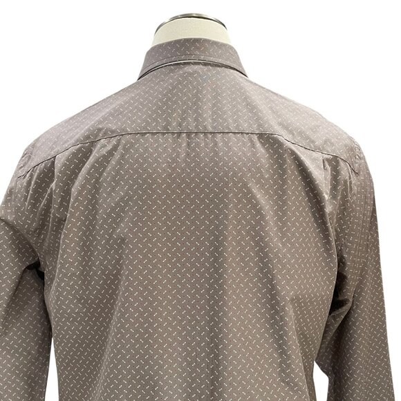 Artefact Mens Slim Fit Dress Shirt XL Brown & White Pattern - Picture 5 of 8